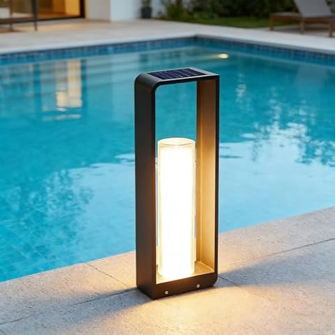 MIXL-Large Outdoor Solar Lantern Light,Black Metal Candle Lanterns,Unique Driveway Lights,Exterior Solar Lights Suit for Lawn Porch and Courtyard Cover