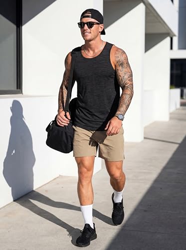 MAGCOMSEN Herren Tanktop T-Shirt Ohne Ärmel Sport Shirt Atmungsaktiv Muskelshirt Herren Leicht Fitness Unterhemd Schnell Trockend Stretch Funktionsshirts für Bodybuilding Gym Schwarz L 4