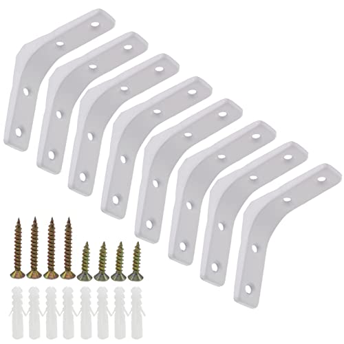 Joyangy 8-Pack Heavy Duty L Brackets with Screws White 3 Inch for Shelves