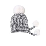 Frauen Gestrickt Ohrenklappen Hut, Winter Verdicken Warme Beanie Mütze Wollmütze Ohrenschützer Nette Winddichte Stricken Hut Kappe Bommel Mütze