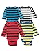 Boys Long Sleeve 4-pack Striped Bodysuit (12-18 Months, Multi 2)