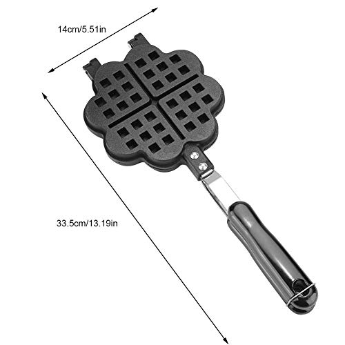 Image of Heart Shape Non Stick Waffle Maker Machine with Comfortable Handle for Kitchen Gas Stove Waffle Maker Pan Press Plate Cooking Baking Tool with Long Handle, Low Power Consumption