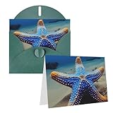 SDTYKHJ Grußkarte mit Umschlägen, 10,2 x 15,2 cm, blanko, Notizkarten, blaues Meer, Geburtstagskarte, lustige Postkarten für Geburtstag, Hochzeit, Einladungen