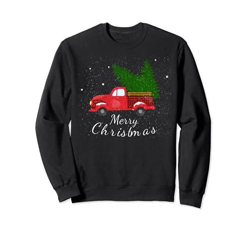 Rústico Retro Farm Car Truck Wagon Navidad Abeto Árbol Nieve Sudadera