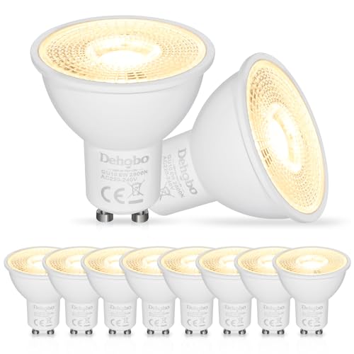 Dehobo Bombilla LED GU10, Bombilla de Luz Calida 2800K 6W (equivalente a 60W) 480Lumen para Lámparas GU10, Decorativas para Salón, Dormitorio, Cocina, No Regulable, Paquete de 10