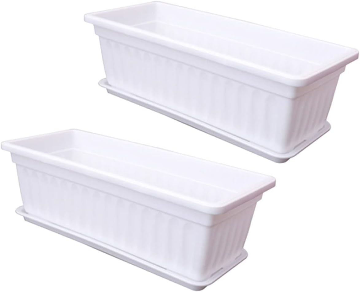 GANAZONO 2pcs Rectangular Flower Pot Flower Beds Outdoor