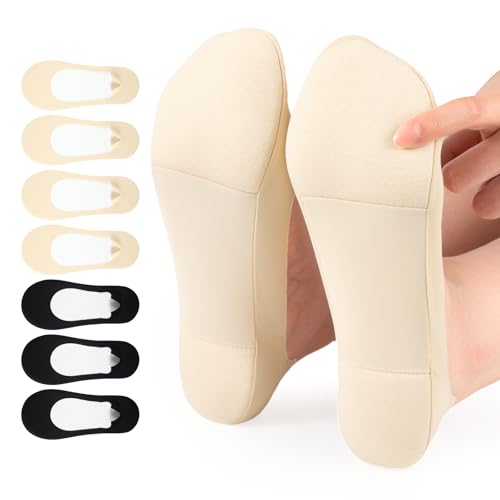 Image of Heatuff 7 Pairs No Show Socks Womens Cushioned Non Slip Low Cut Invisible Liner Footies Socks for Flats Loafers