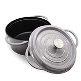 Cast Iron Dutch Oven 4.5 Quart Enameled Nonstick Grey Pot