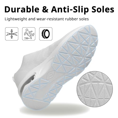 Womens Trainers Outdoor Running Shoes Air Cushion Athletic Walking Shoes Ladies Sneakers Breathable Mesh Sport Shoes Lightweight Tennis Shoes Workout Casual Jogging Shoes White - Image 3