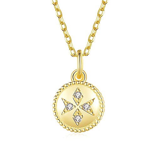 Collier long à pendentif rond serti de zircons cubiques et perles haute brillance