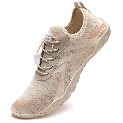 IceUnicorn Strandschuhe Badeschuhe Damen Herren Schwimmschuhe Aquaschuhe Sommer Schnell Trocknend Surfschuhe(764 Beige,39EU)