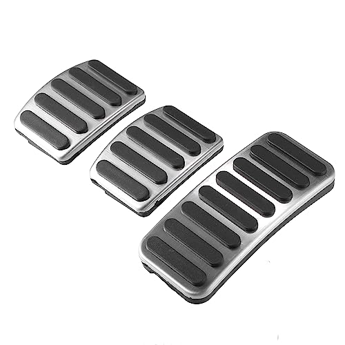 VekAuto 3 Pcs Accelerator Gas Brake Pedal Cover Compatible for Suzuki SX4 JY S-Cross 14-22, Durable Stainless Steel Rubber Silver Tone Manual Car Pedal Pads
