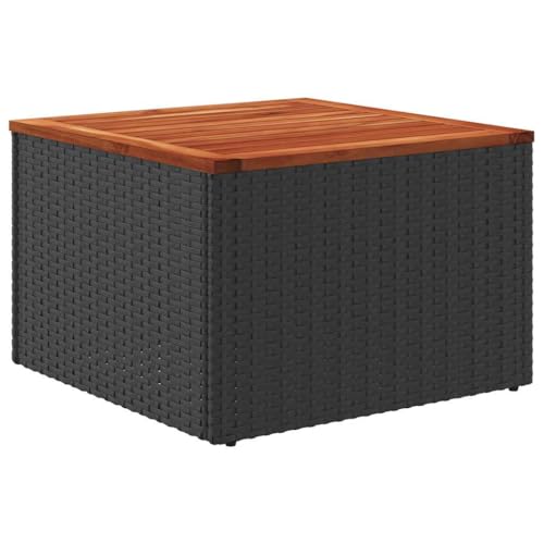 Table de jardin en rotin synthétique peu encombrante noire 55x55cm