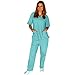 Women's Scrub Set - Medical Scrub Top and Pant, Aqua, Large