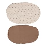 Fyearfly Paquete de 2 sábanas para moisés, suave, transpirable, colchón para moisés de bebé, funda ajustable, ajuste Universal (Conjunto de patrones marrones y sol)