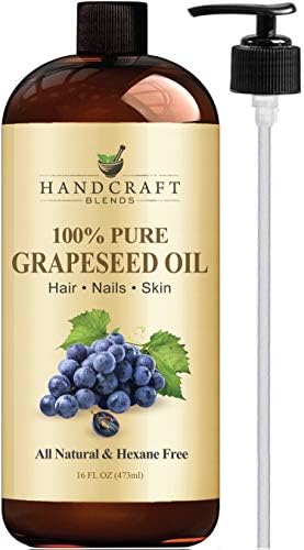Handcraft Grapeseed Oil - 100% Pure and Natural - Premium Therapeutic Grade Carrier Oil for Aromatherapy, Massage, Moisturizing Skin and Hair - 473 ml