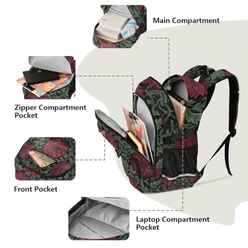 Mochilas de viaje William Morris dalias rojas para organizar tu equipaje sin pesar de más 5