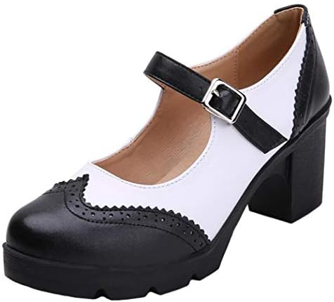 DADAWEN Damen Pumps Plateau Blockabsatz Oxfords Mary Jane Halbschuhe Klassische Abendschuhe