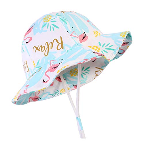 Image of Baby Sun Hat Toddler Kids Wide Brim Sun Protection Hats Infant Beach Swimwear Bucket Cap