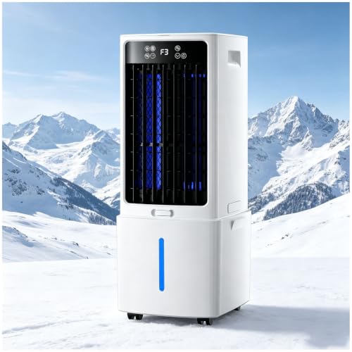Enfriador de aire evaporativo 3 en 1 con control remoto, tanque de agua de 12 L, ventilador de enfriamiento evaporativo con 3 velocidades, 3 modos de viento, oscilación de 120°(12L)