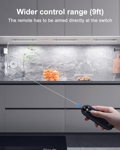 Image of Remote Control Under Cabinet Led Light Plug in, Dimmable Daylight White 4500K, 3 Pack 12 inch Linkable Under Counter Lights for Kitchen Upgrade ETL Listed Plug 24V, UNO-LK 4500K