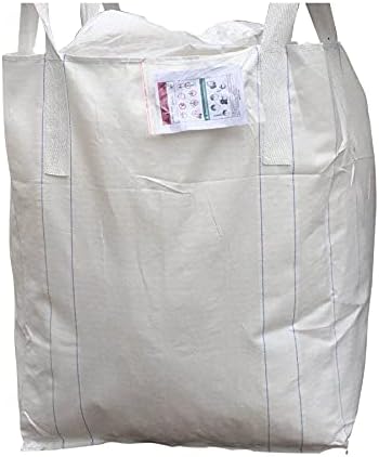 5 Pack FIBC Bulk Bags, 1 Ton, 35" L x 35" W x 43" H, 2200lbs SWL, Heavy Duty, Woven Polypropylene White
