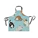 Domking Delantales para mujer, diseño de animales de dibujos animados, gato relaxtime delantal unisex de cocina babero con bolsillos ajustable cuello para cocinar hornada jardinería