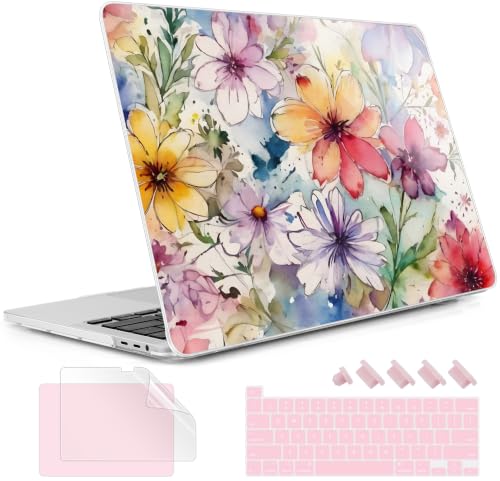 May Chen for MacBook Pro 16 inch A2141 2020 2019 Release, Screen Protector & Keyboard Cover Plastic Soft-Touch Case for MacBook Pro 16-inch with Touch Bar & Touch ID - Abstract Floral