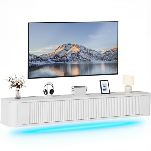Meuble TV mural 180 cm blanc LED 7 couleurs YITAHOME