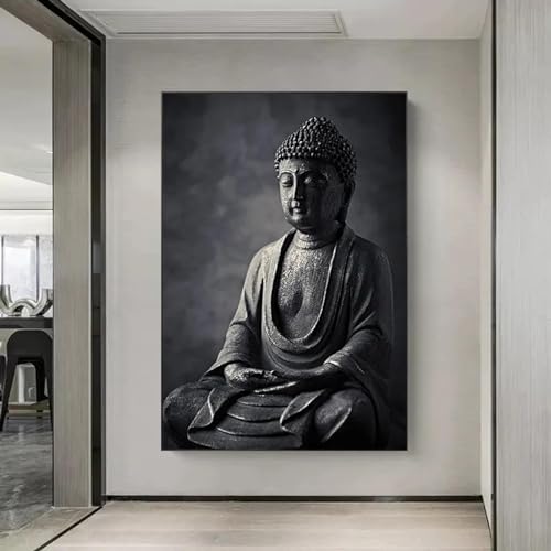 Affiche Bouddha noir et blanc 50x70 cm pour décoration salon - 5
