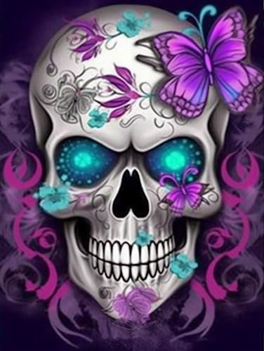 Diymood DIY 5D Diamond Paintings by Number kit, DIY Painting Skull 349 with Diamond Art Kits for Adults Full Diamond Canvas Home Wall Decoration Painting 30x40cm (12x16 inches)