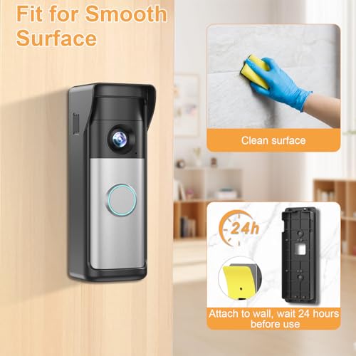 Image of No-Drill Adhesive Mount - 2026 New Upgraded for Ring Battery Doorbell /Plus /Pro (2nd Gen-Newest Model), Camera Door Mounting Holder Bracket Accessories Easy Installation for Apartments Office Houses