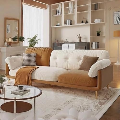 Image of A to Z Furniture Modern Sofa with Wooden leg's Luxury Sofa in for Home Living Room & Office (3 Seater Sofa Light Brown & Beige)