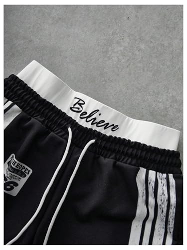 GORGLITTER Men's Double Waisted Sweatpants Y2k Baggy Sweatpants Drawstring Wide Leg Workout Grunge Pants3