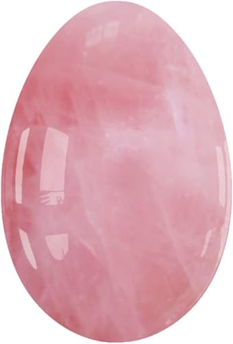 Huevos Yoni sin perforar de jade real natural para mujeres, bolas de masaje femeninas de ejercicio Kegel, cuarzo rosa, M-1.6x1.0 in