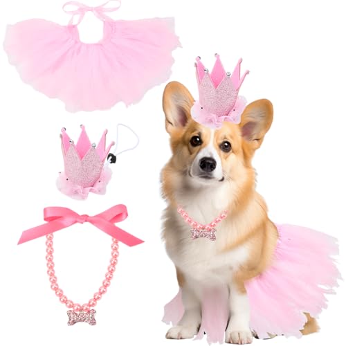 Disfraz Princesa para Perro Pequeño 3 Piezas Rosa