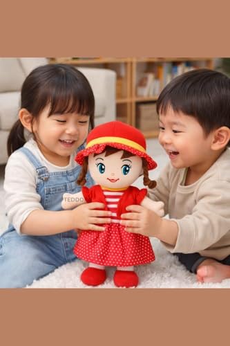 Image of Winky Doll Soft Toy for Girls Boys Kids,Red,Rag Dolls,Cute Plush Stuffed Baby Teddy Gift Birthday, 40cm