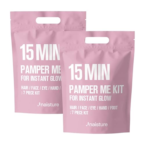 Naisture 15 Min Pamper Me Kit Duo Pack Korean Spa Skincare Gift Sets for Women-Head to Toe with Hair Face Eye Hand & Foot Masks (14 pcs)