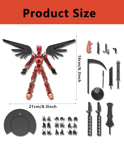 Image of NHCDFA Action Figure, Stick Titans, Stick Titan Portable and Easy to Use Model Toy Very High Degree of Freedom Multi Articular Mobile Robot Doll Desktop Decoration (() red)