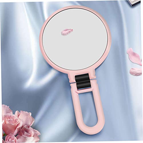 2 espejos portátiles de maquillaje doble cara rosa miniatura 4