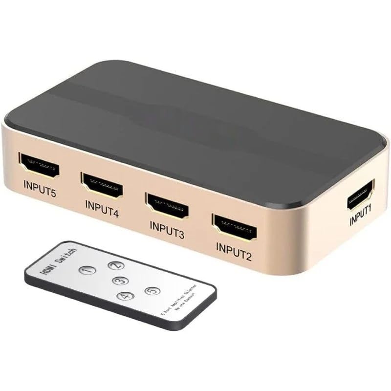 Duplicateur 5 ports HDMI avec connexion H-DC noir et or