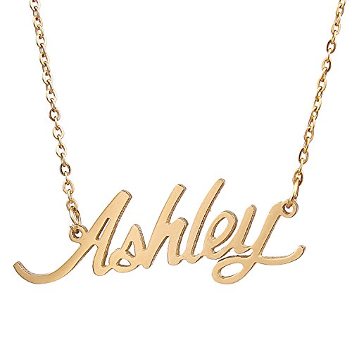 AOLOPersonalized Name Necklace Custom Any Name Necklaces Customized Nameplate Stainless Steel Jewelry for Womens Mens