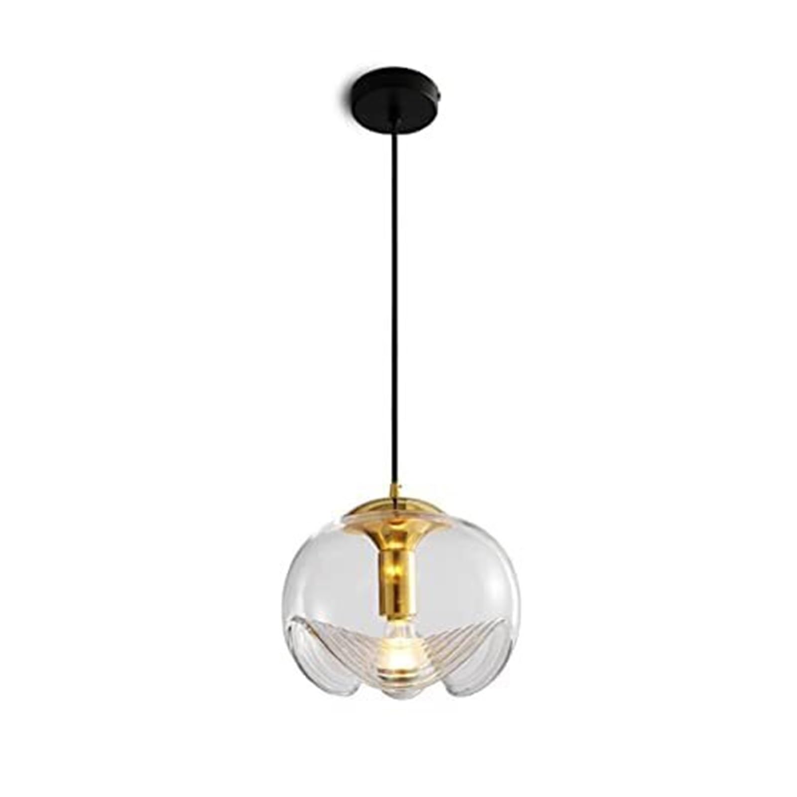KBUUKYYXouy Nordic Water Ripple Glass Metal Pendant Lamp Chandelier Hanging Lighting Ceiling Fixture E27 Creative for Living Room Bedroom Restaurant Bedside(Clear)