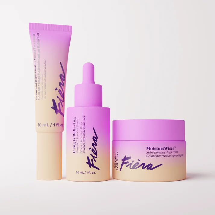 FIÈRA Total Skin Renewal System for Mature Skin – Vitamin C Serum, Bakuchiol Retinol Alternative & Peptide Moisturizer – Anti Aging Skincare Set for Women Over 40 – Brightening, Firming, Hydrating Rou