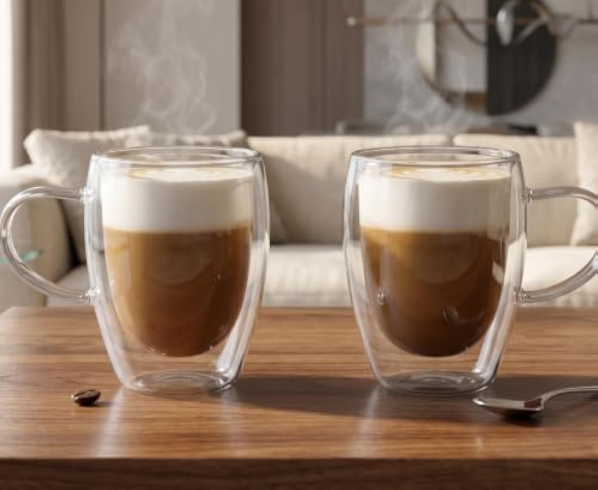French Press Coffee Set with 2 Double Walled Coffee Mugs, Home Coffee Bar