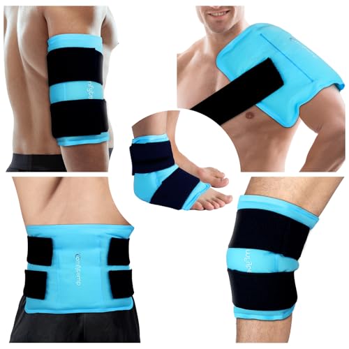 Image of Comfytemp Ice Packs for Injuries Reusable, Large Hot Cold Gel Pack for Shoulder Back Knee Pain Relief, Instant Compress for Arthritis, Swelling, Sprains, Bruises, 2 Adjustable Straps, 10.5 inchx14.5 inch