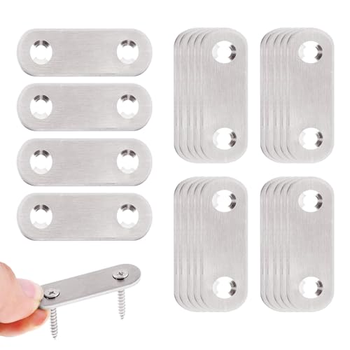 Wopanxye 棚受け金具 固定金具 ステンレス鋼 24個 16*45mm 専用ネジ 家具の固定板 修理プレート 連結金具 家具転倒防止 ストレートプレート ブラケット DIY 固定補修ブラケットコネクタ 補強ブラケット 用木製家具 テーブル デスク 寝