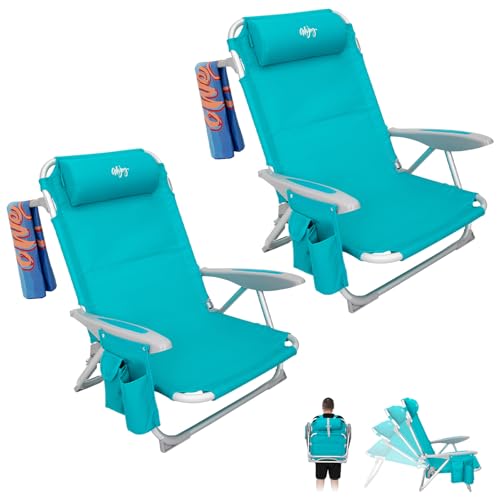 #WEJOY Lightweight Low 2 Pack Beach Chair for Adults, 4-Position Aluminum Folding Camping Chairs...
