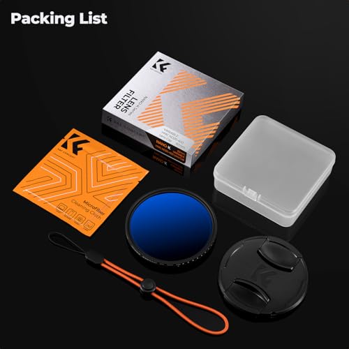 Image of K&F Concept 58mm Variable ND Filter ND2-ND400 (1-9 Stops) + Lens Cap + Cleaning Cloth, 18-Layer Coated, Optical Glass