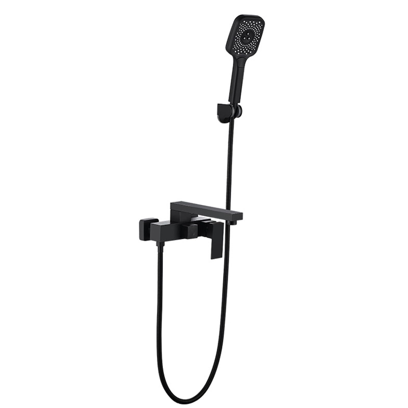 SWENEEN Modern Brass Bathroom Tub Faucet With Handheld Sprayer Swivel Tub Spout And Single Handle Wall Mounted Mixer Tap With 59In Shower Hose,Black